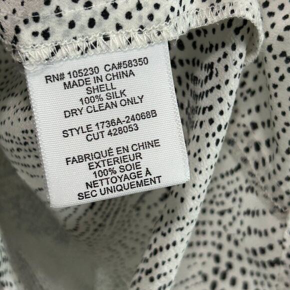 Joie Blouse Women XS Black White Dot V-Neck Silk Long Sleeve Lightweight - Picture 9 of 9